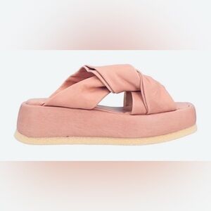 Peach/Blush Pink Genuine Leather Platform Slide Sandal from 1725.a: Size (37)